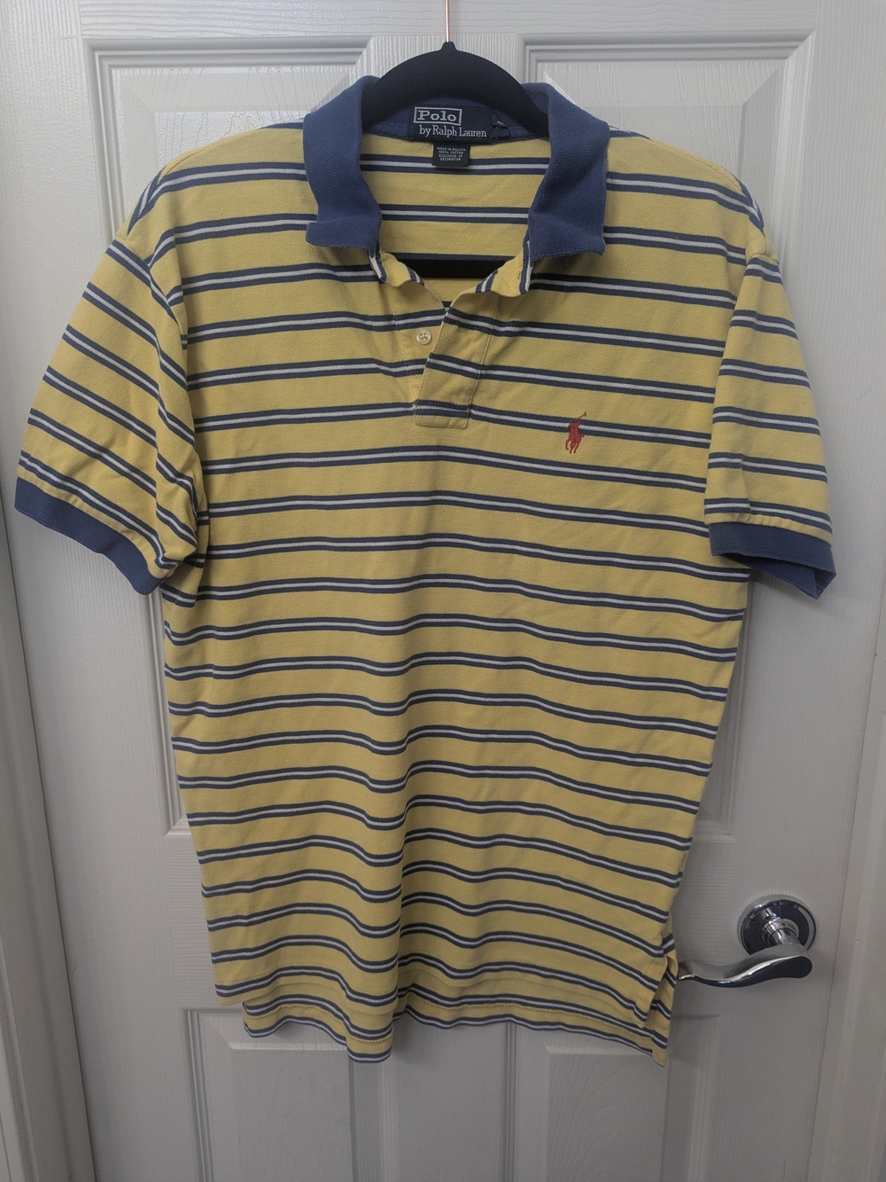 Polo by Ralph Lauren Yellow & Navy Striped Cotton Polo Shirt